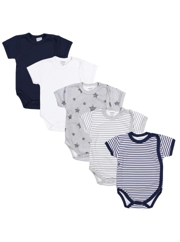 TupTam Baby Jungen Kurzarm Wickelbody 5er Set in grau/weiß
