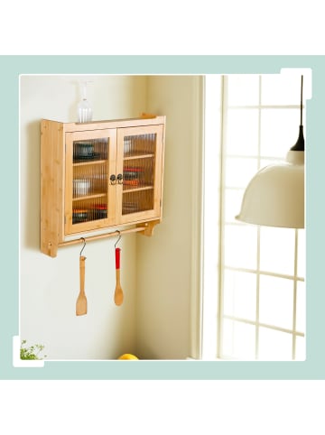 relaxdays Bambus Hängeschrank in Natur - (B)60 x (H)63 x 18 cm