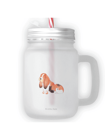 Mr. & Mrs. Panda Trinkglas Mason Jar Hund Basset Hound ohne Spruch in Transparent