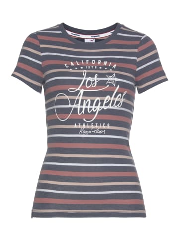Kangaroos T-Shirt in graublau-puderrosa-altrosa-weiß