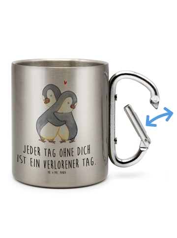 Mr. & Mrs. Panda Metallbecher Pinguine Kuscheln mit Spruch in Silber