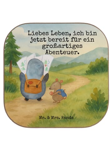 Mr. & Mrs. Panda Tischuntersetzer Pinguin & Maus Wanderer Design... in Weiß