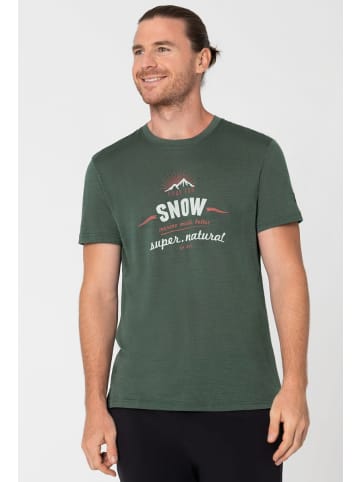super.natural Merino T-Shirt M PRAY FOR SNOW TEE in dunkelgrün