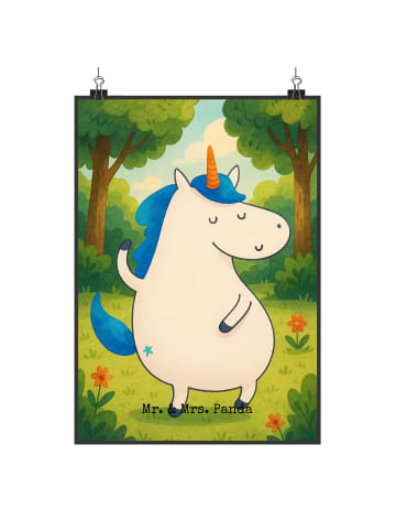Mr. & Mrs. Panda Poster Einhorn Mann Design ohne Spruch in Weiß