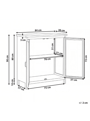 Beliani Sideboard MATARANKA in Braun/Blau - (W) 84 x (H) 90 x (L) 38 cm