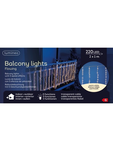 LUMINEO Balkonbeleuchtung 220 LED 2x1 m in warm weiß