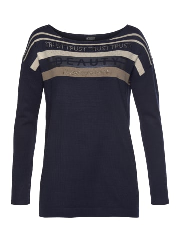 Laura Scott Strickpullover in marine-beige gestreift