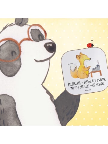 Mr. & Mrs. Panda Holzuntersetzer Buchhalter Helden mit Spruch in Weiß