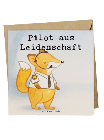 Mr. & Mrs. Panda Deluxe Karte Pilot Leidenschaft Design mit Spruch in Weiß