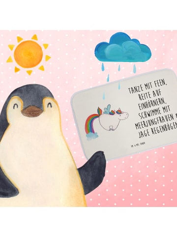 Mr. & Mrs. Panda duschmatte Einhorn Fliegendes Pferd mit Spruch in Weiß