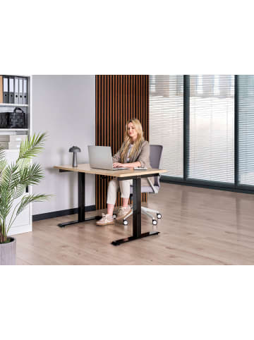 Beliani Höhenverstellbarer Schreibtisch DESTINES in Braun/Schwarz