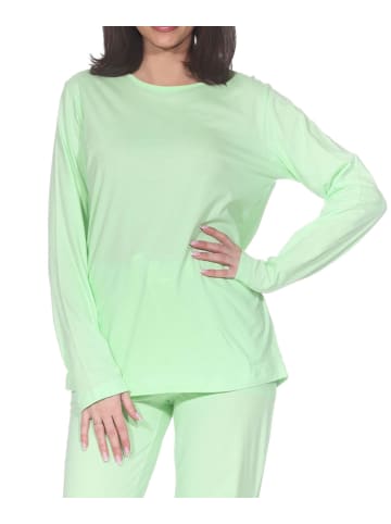 NORMANN Schlafanzug langarm Oberteil Pyjama Shirt Top 125 219 902 in grün