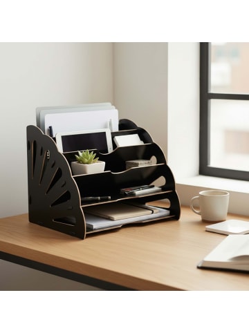 relaxdays Briefablage in Schwarz - (B)34 x (H)28 x (T)28 cm