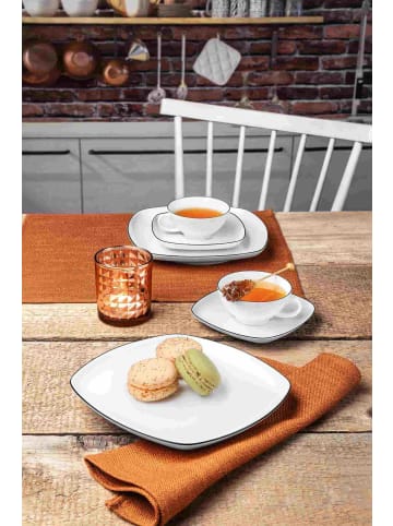 Seltmann Weiden 18er Set Teeservice Lido Black Line weiß in weiß