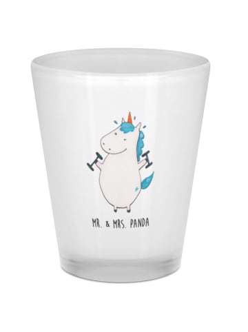Mr. & Mrs. Panda Schnapsglas Einhorn Fitness ohne Spruch in Transparent