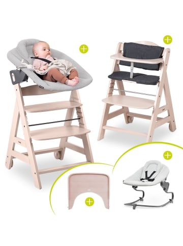Hauck Beta Plus White 5-tlg. Newborn Set - Hochstuhl in beige
