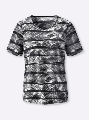 Sieh an! Kurzarmshirt in schwarz-ecru-bedruckt