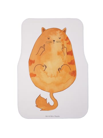 Mr. & Mrs. Panda Auto-Fußmatte Katze Frühaufsteher ohne Spruch in Weiß