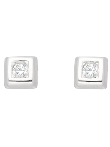 Adeliás Damen 333 Weißgold Ohrringe / Ohrstecker mit Zirkonia in silber