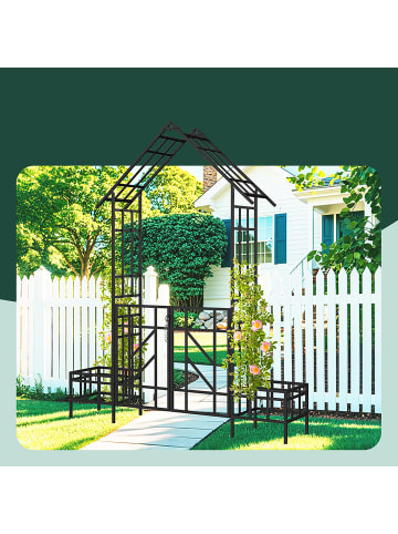 relaxdays Rosenbogen in Schwarz - (B)204 x (H)247 x (T)43 cm
