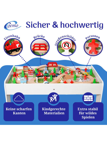 Mein-Regal Spieltische Holz 90 mit tlg Holzeisenbahn in Weiß