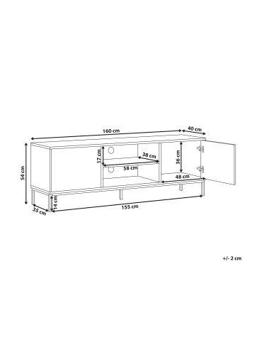 Beliani TV-Schrank CARAQUET in Braun/Schwarz - (W) 160 x (H) 54 x (L) 40 cm