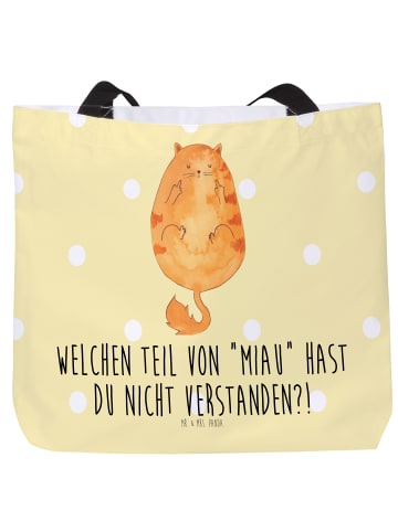 Mr. & Mrs. Panda Strandtasche Katze Mittelfinger mit Spruch in Gelb Pastell
