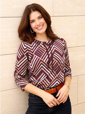 Sieh an! 3/4-Arm-Shirt in burgund-camel-bedruckt
