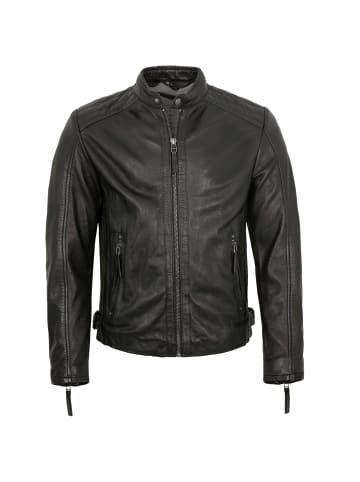 deercraft Lederjacke Kapuze Lammnappa in Schwarz