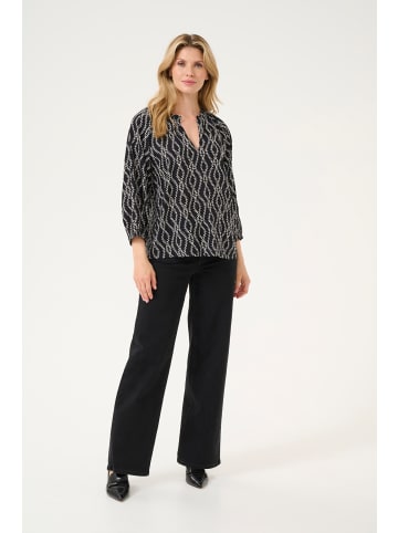 Kaffe Langarm-Bluse KAsigrid in Black/Chalk Print
