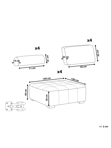 Beliani 4-tlg Modulsofa TIBRO in Rosa/Braun