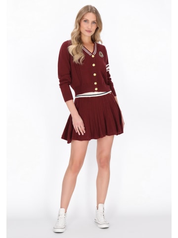 DreiMaster Women Cardigan in wine red offwhite