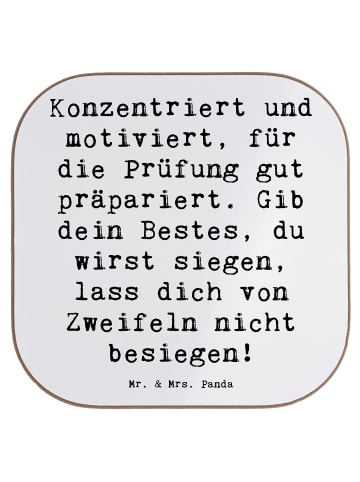 Mr. & Mrs. Panda Tischuntersetzer Spruch Prüfungen bestehen mit ... in Weiß