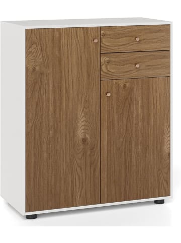 COSTWAY Buffetschrank mit 2 Schubladen 74 x 35 x 85,5 cm in Hellbraun