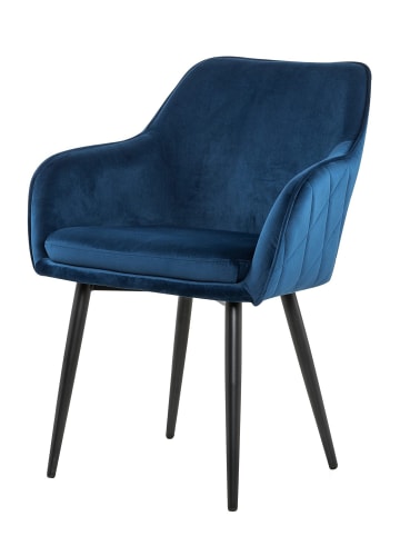 SalesFever Esszimmerstuhl mit Steppung Samt und schwarzem Gestell in Blau