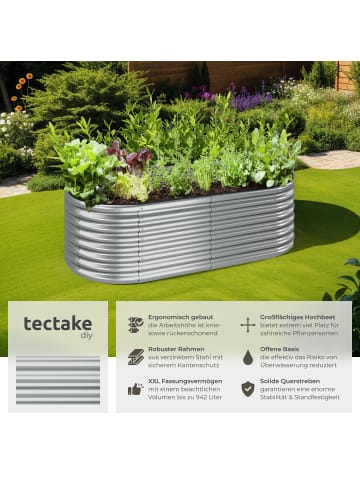 tectake Pflanzkasten aus verzinktem Stahl 200x100x60cm wetterfest, 942L