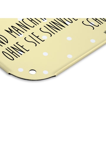 Mr. & Mrs. Panda Wandbild Fledermaus Sitzen mit Spruch in Gelb Pastell