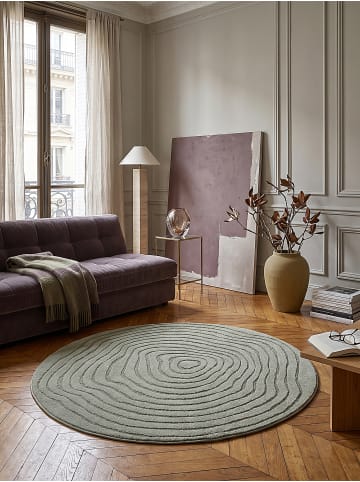 KADIMA DESIGN Rundteppich Streifen pflegeleicht Wohnzimmer Schlafzimmer Flur in Grün