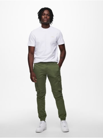 Only&Sons Cargo Hose Verjüngter Schnitt Elastische Bündchen in Olive