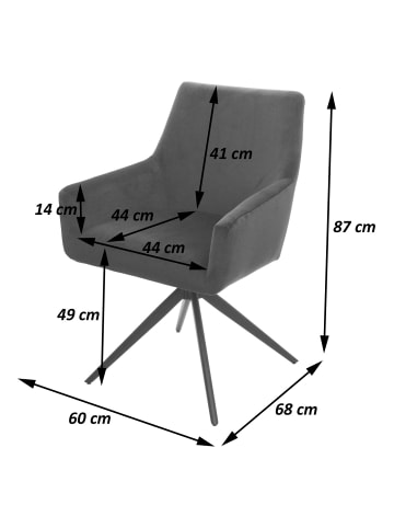 MCW 2er-Set Esszimmerstuhl L91 drehbar, Hellgrau Kunstleder dunkelgrau