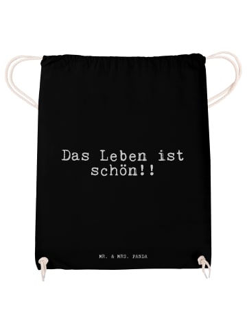 Mr. & Mrs. Panda Jutebeutel Das Leben ist schön!!... mit Spruch in Schwarz