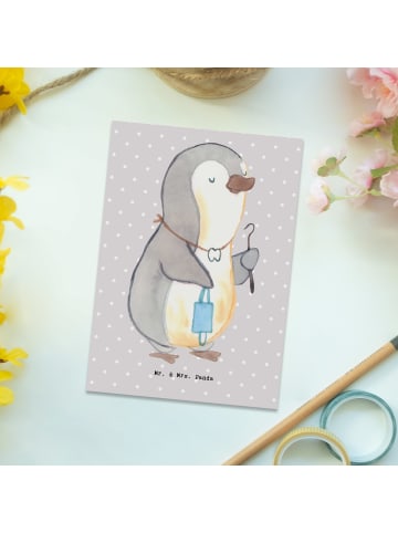 Mr. & Mrs. Panda Postkarte Zahntechniker Herz ohne Spruch in Grau Pastell