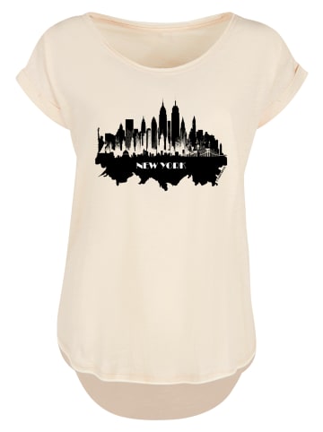 F4NT4STIC Long Cut T-Shirt Cities Collection - New York skyline in Whitesand