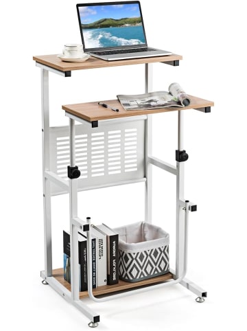 COSTWAY 2in1 Stehtisch Computertisch verstellbar in Beige