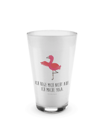 Mr. & Mrs. Panda Latte Macchiato Glas Flamingo Yoga mit Spruch in Transparent