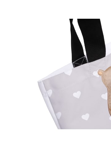 Mr. & Mrs. Panda Beuteltasche Bär und Hase Umarmen mit Spruch in Grau Pastell
