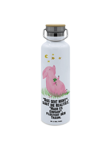 Mr. & Mrs. Panda Trinkflasche Schwein Glück mit Spruch in Weiß