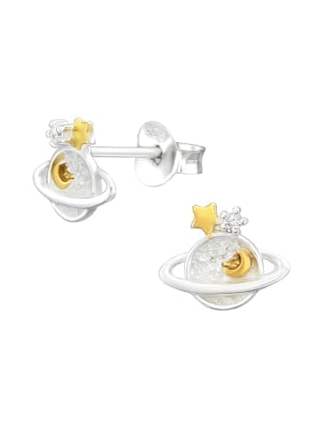 Alexander York Ohrstecker SATURN in 925 Sterling Silber, 2-tlg. in silver