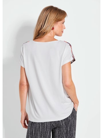 GOLDNER Kurzgröße:  Elegantes Oberteil mit Ethno-Muster in weiß / gemustert