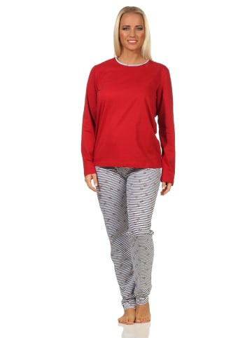 NORMANN langarm Schlafanzug Pyjama Streifen - 66231 in rot